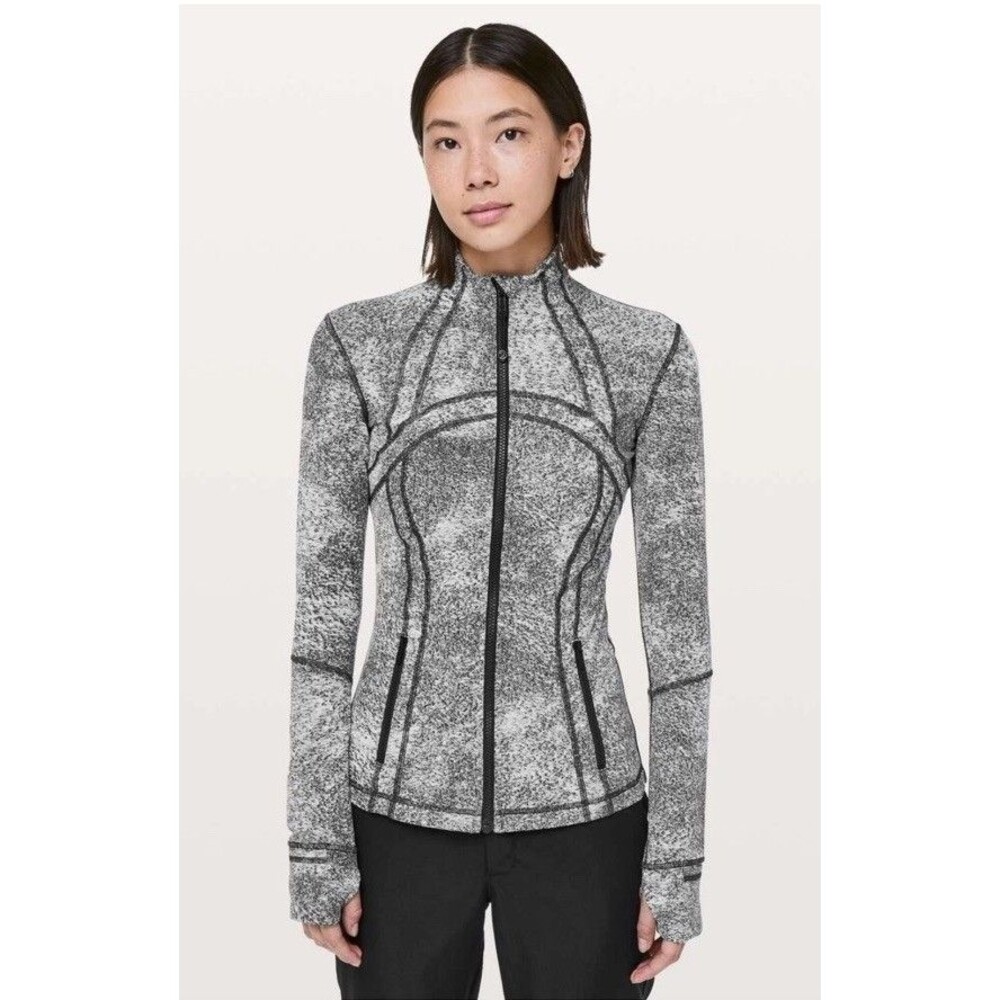 Lululemon Define Jacket Size 10 Spray Jacquard White Black Luon Full Zip